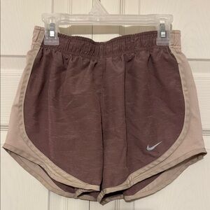 Nike Brown Athletic Shorts with Curved Hem